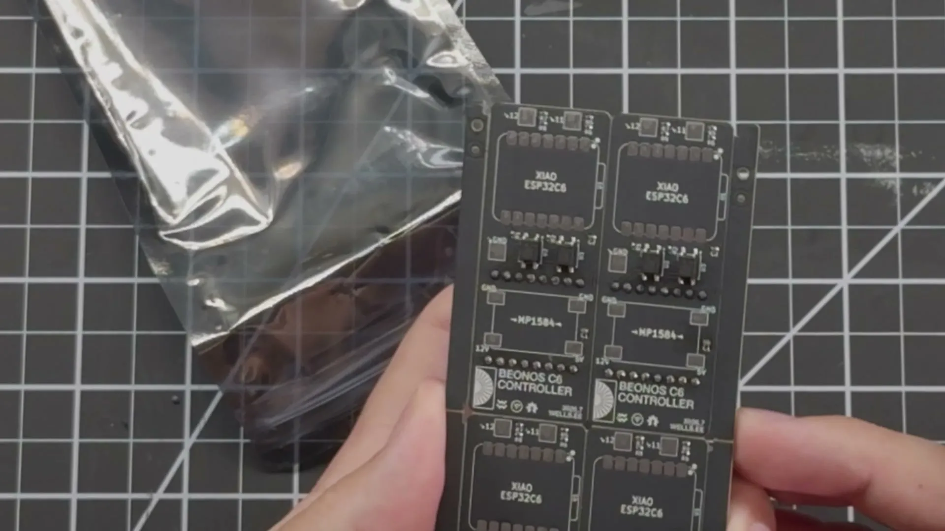 A panel of Beonos controller boards, out of its bag