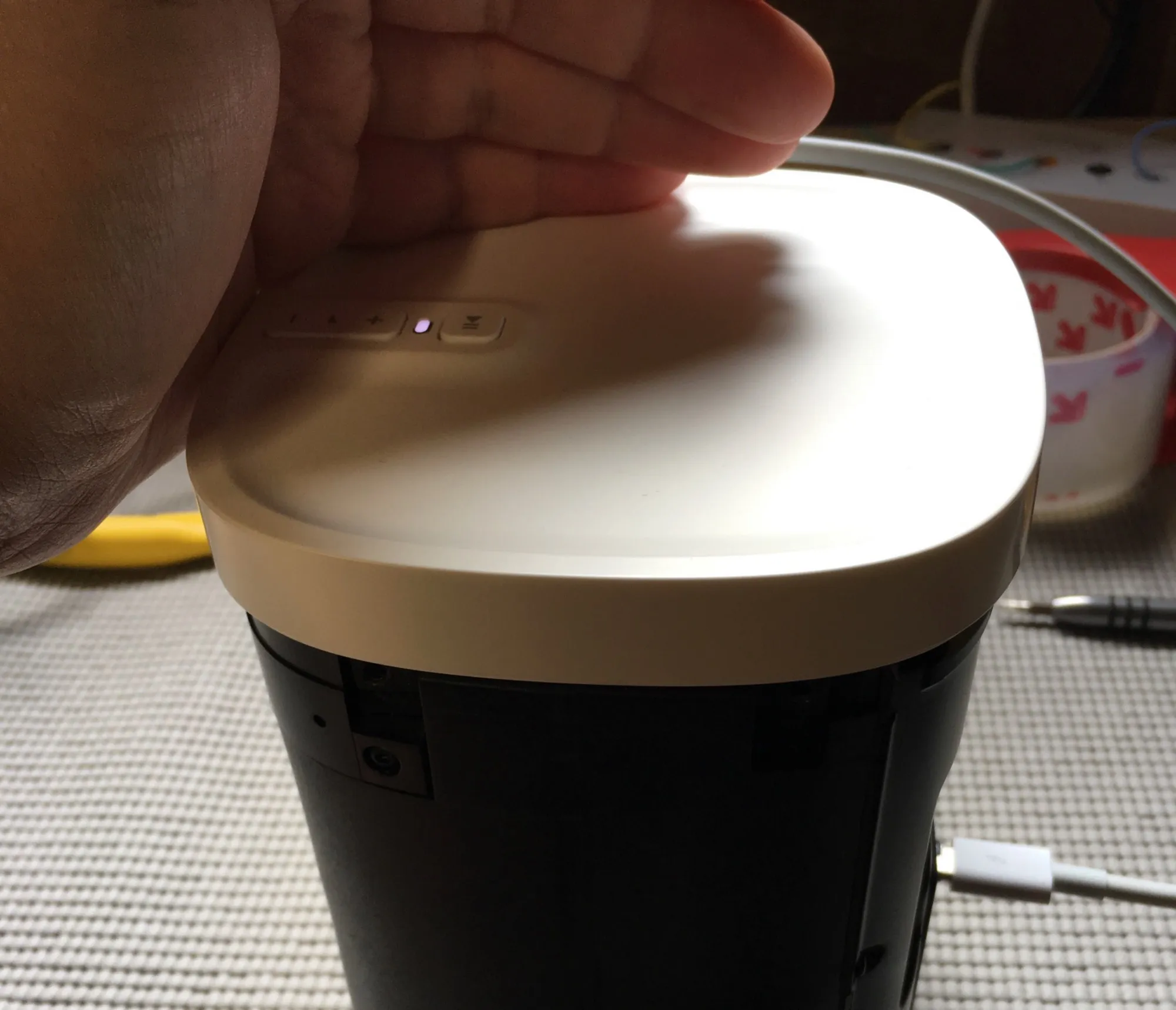 The status light on, running from USB-C