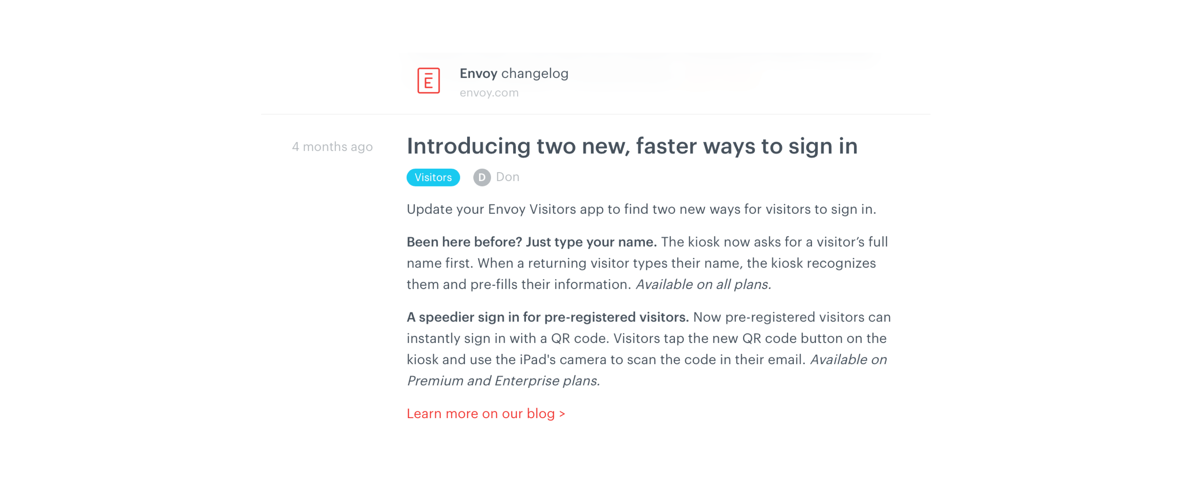 customer facing changelog