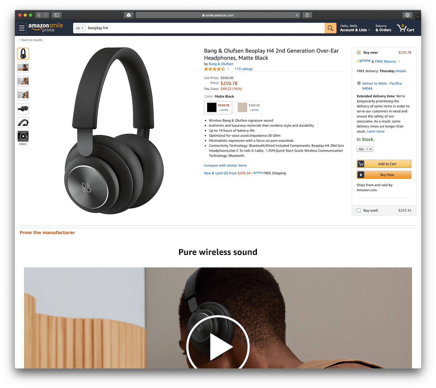 amazon.com product page after