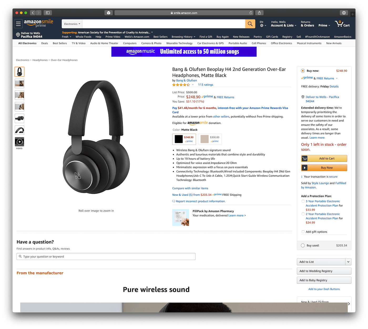 amazon.com product page before